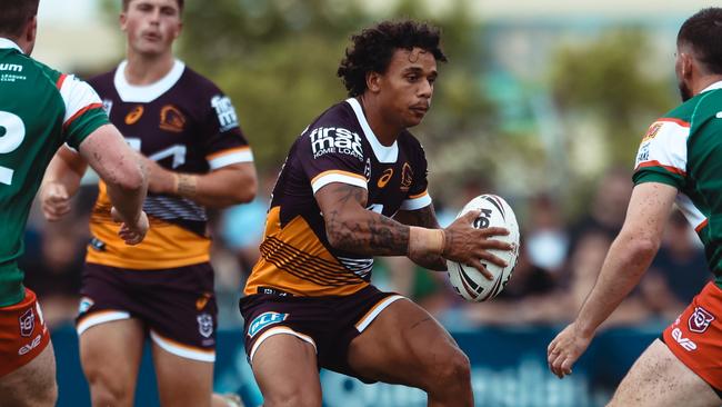 Brisbane Broncos player Tristan Sailor in the trial match against Wynnum Seagulls. Picture: Zak Simmonds