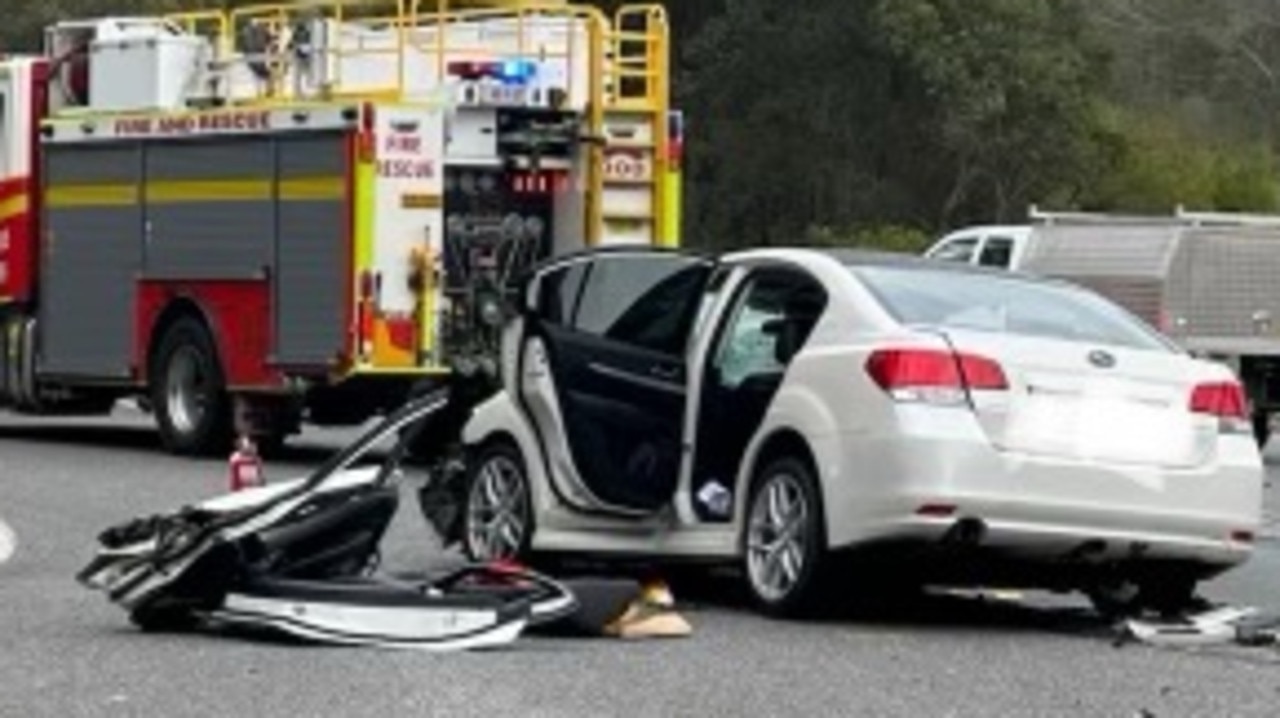 A woman was taken to a Brisbane hospital in a serious condition following a two-vehicle crash on the D'Aguilar Hwy.