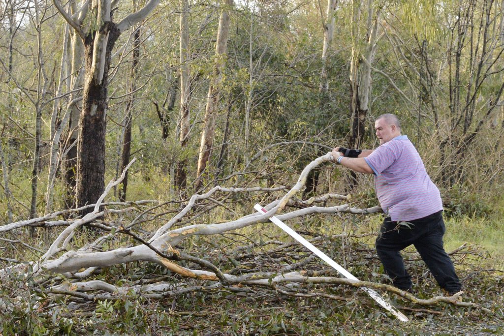 Phil Warr has been helping to clear debris at Fairney View. Photo Inga Williams / The Queensland Times. Picture: Inga Williams