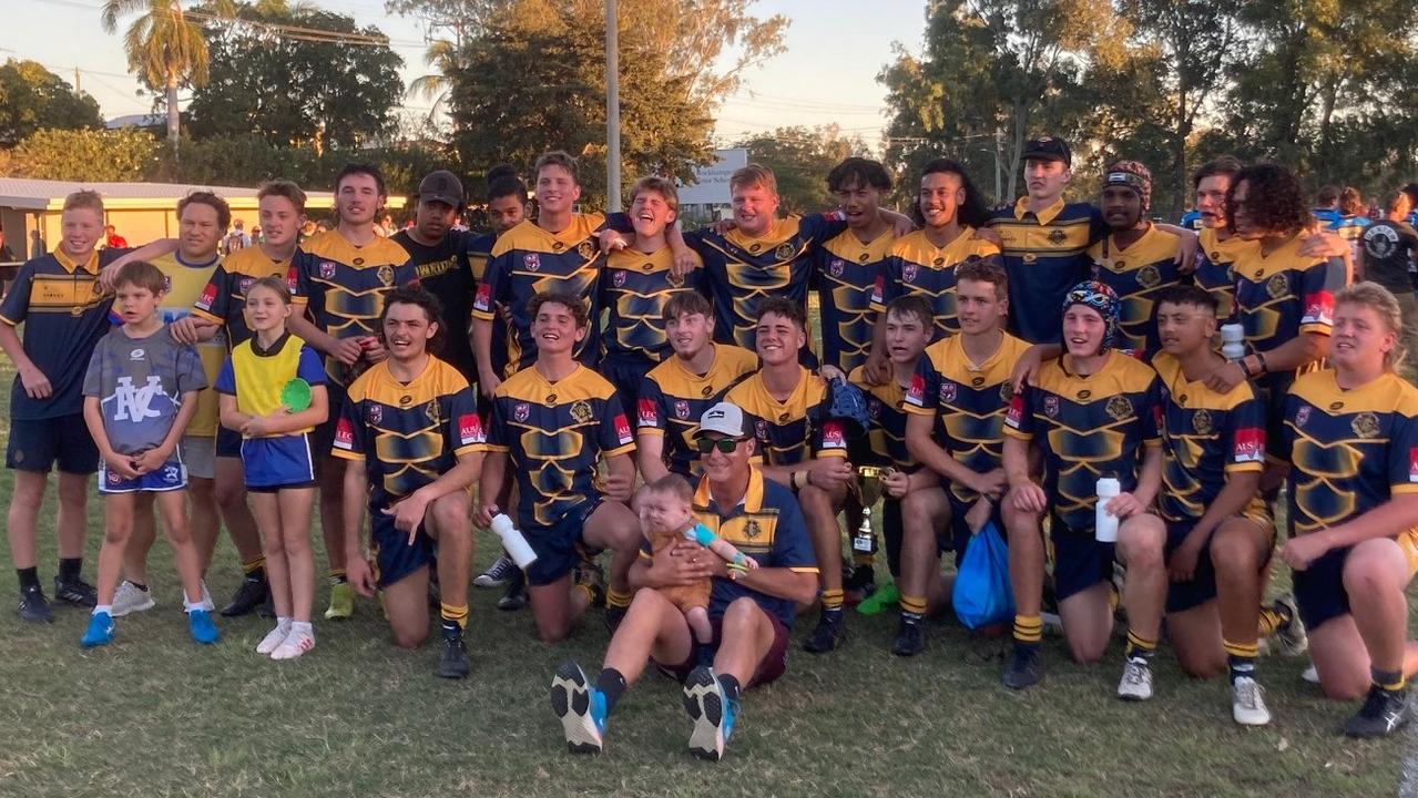 Gladstone State High celebrate their 22-10 grand final win over Yeppoon State High in the Rockhampton District Secondary Schools Rugby League competition.