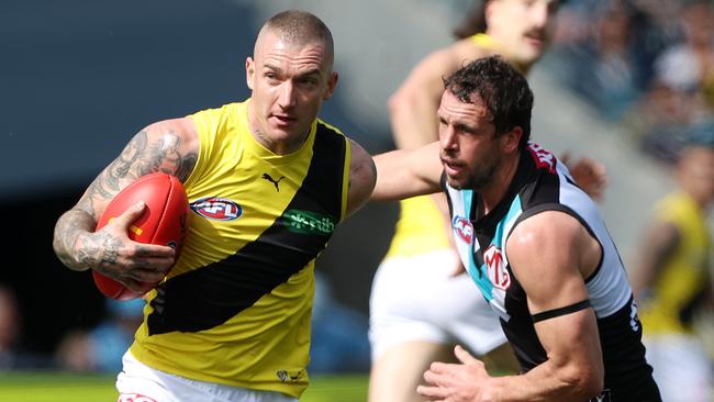 Dustin Martin was at his brilliant best against the Power. Picture: Sarah Reed/AFL Photos