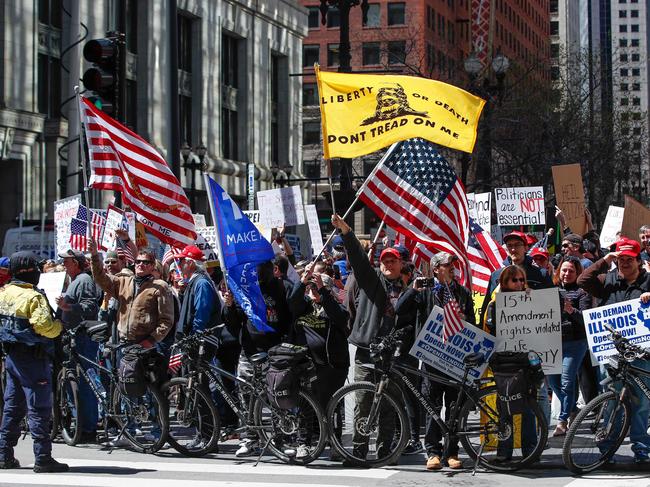 Anti-lockdown protesters in the US. Picture: AFP