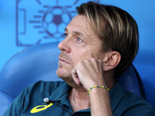 MARSEILLE, FRANCE - JULY 31: Tony Gustavsson, Head coach of Australia looks on prior to the Women's group B match between Australia and United States during the Olympic Games Paris 2024 at Stade de Marseille on July 31, 2024 in Marseille, France. (Photo by Alex Livesey/Getty Images)