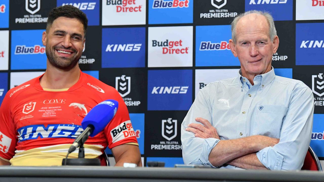 Wayne Bennett used up his budget of one smile per-season early this year. Picture: Patrick Woods.