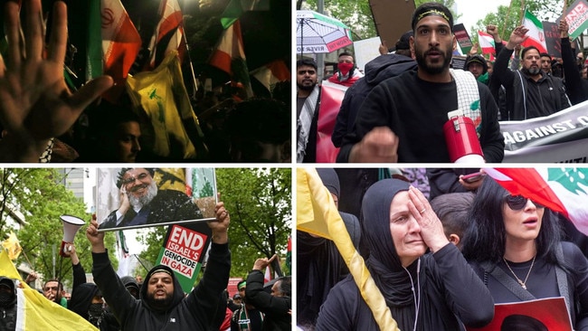 Protesters at the Sydney Opera House on October 9 last year, top left, and in Melbourne and Sydney on Sunday.