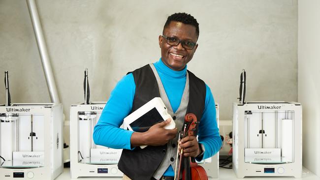 Doctor, inventor and concert violinist Elvis Chidi-Ezeama was awarded the 2022 StudyAdelaide International Student of the Year award. Picture: Matt Loxton