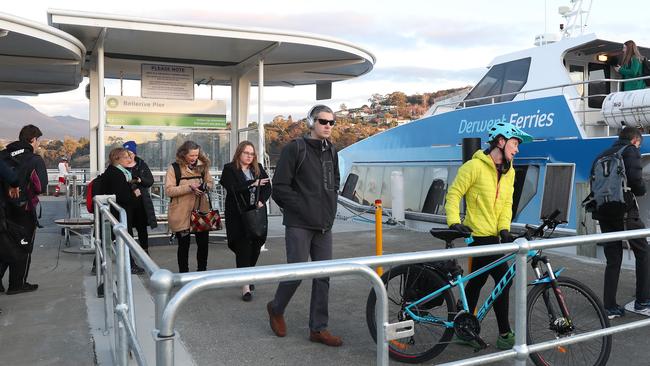 Ferry loading at Bellerive. First day of operation for the new Derwent Ferry service between Bellerive and the city. Picture: Nikki Davis-Jones