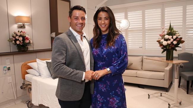 Sydney Roosters halfback Cooper Cronk and his wife, Fox Sports presenter Tara Rushton, launching new luxury birthing suites at North Shore Private Hospital. Picture: Sam Ruttyn