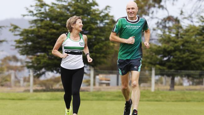 Deborah Byrne who is taking part in her first marathon and Mathew Bedford who is taking part in fifth consecutive Cadbury Marathon. Cadbury Marathon 2023 preview. Picture: Nikki Davis-Jones