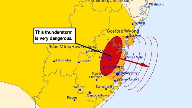 Residents in Sydney have been warned to bunker down as a severe thunderstorm smashes the city.