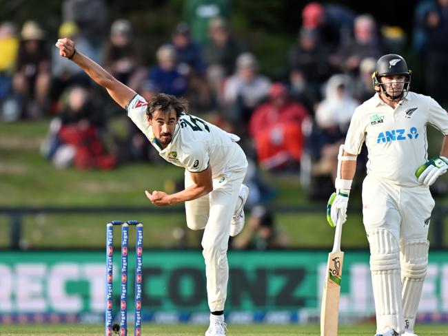 Mitchell Starc in action during that Christchurch Test. Picture: Kai Schwoerer/Getty Images