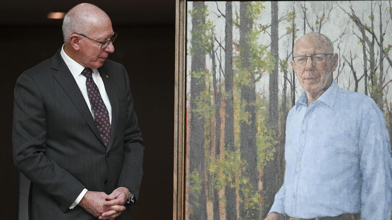 Governor-General David Hurley unveiled his official portrait at Parliament House in Canberra on Monday. Picture: NewsWire / Martin Ollman