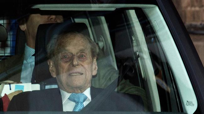 Prince Philip leaves the King Edward VII hospital. Picture: AFP.