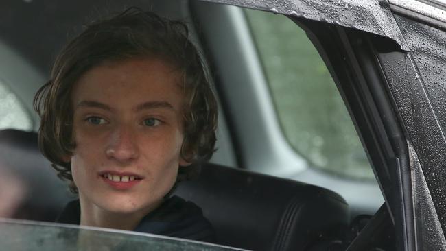 Leif Courtney in the back seat of a car soon after being found. Picture: NCA NewsWire / Damian Shaw