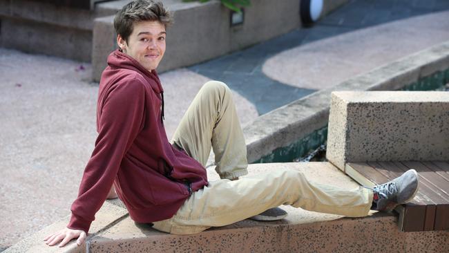 Zach Holden, who was seriously injured after falling from a Gold Coast high rise, at Gold Coast University Hospital. Picture: Glenn Hampson.