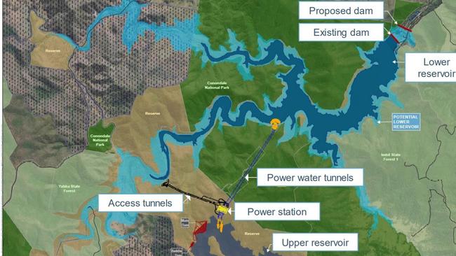 Map of Borumba Dam pumped hydro project.