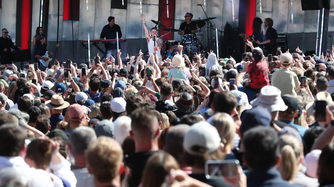 Williams drew a massive crowd, with Federation Square’s capacity maxing out at 4.45pm. Picture: NewsWire/ David Crosling