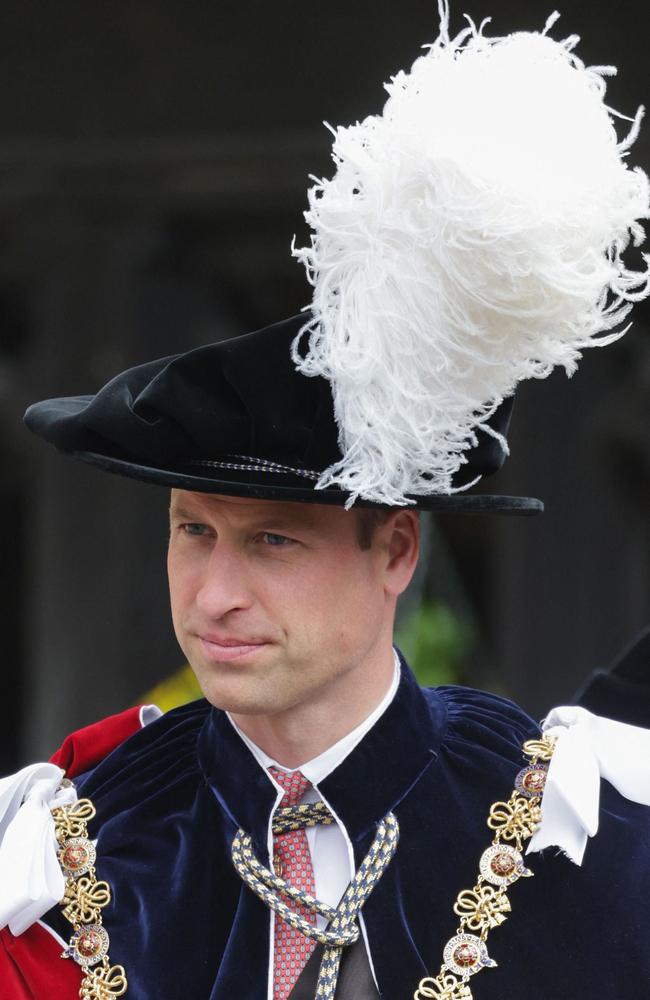 Prince William, Duke of Cambridge, arrives at St George’s Chapel to attend the Most Noble Order of the Garter Ceremony in Windsor Castle. Picture: Chris Jackson