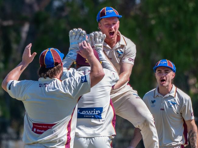 Bayside's second XI celebrate winning the grand final. Picture: Nigel Barrie