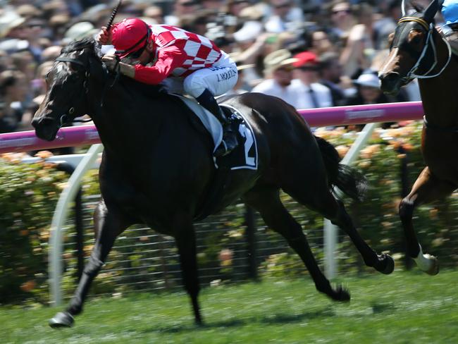 Sheidel and Joao Moreira score a resounding win on Derby Day. Picture: George Salpigtidis