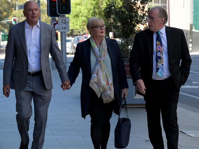 Linda Reynolds arrives at court with her husband and barrister. Picture: NCA NewsWire / Sharon Smith