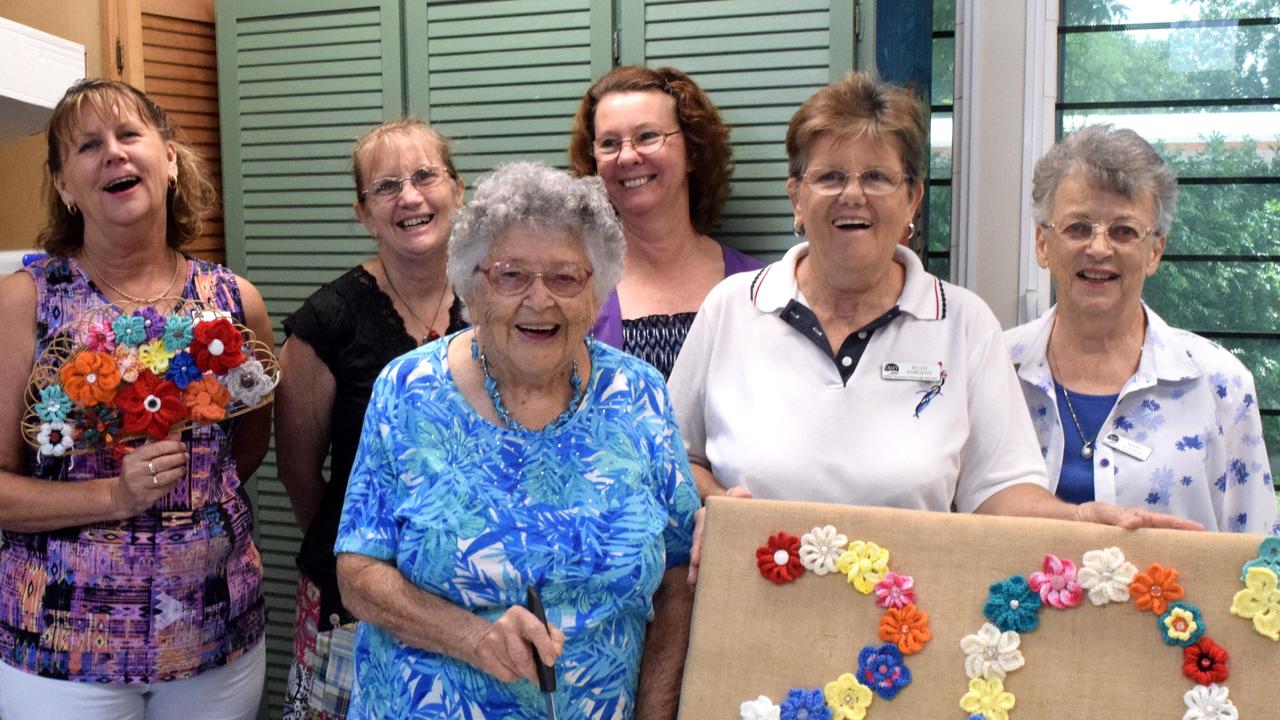 CELEBRATION: Members of the Older Women's Group Rosemerry Paidley, Fay Rae, Ruth Sargent and Mary Novikov celebrate the groups 20th birthday in 2016 with members from the Active Women's Group Bev Lenton and Pauline Forster. Picture: Madolyn Peters