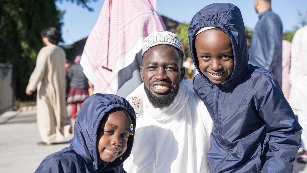 Elsadig, Kareemah and Kareem (Sudan) at Toowoomba Mosque eid al-fitr celebrations. Wednesday, April 10, 2024 Picture: Christine Schindler