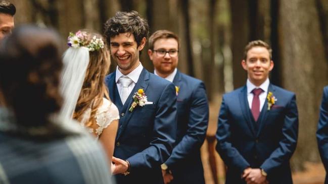 Daniel Heritage and Emma on their wedding day in 2018. Picture: Supplied by family