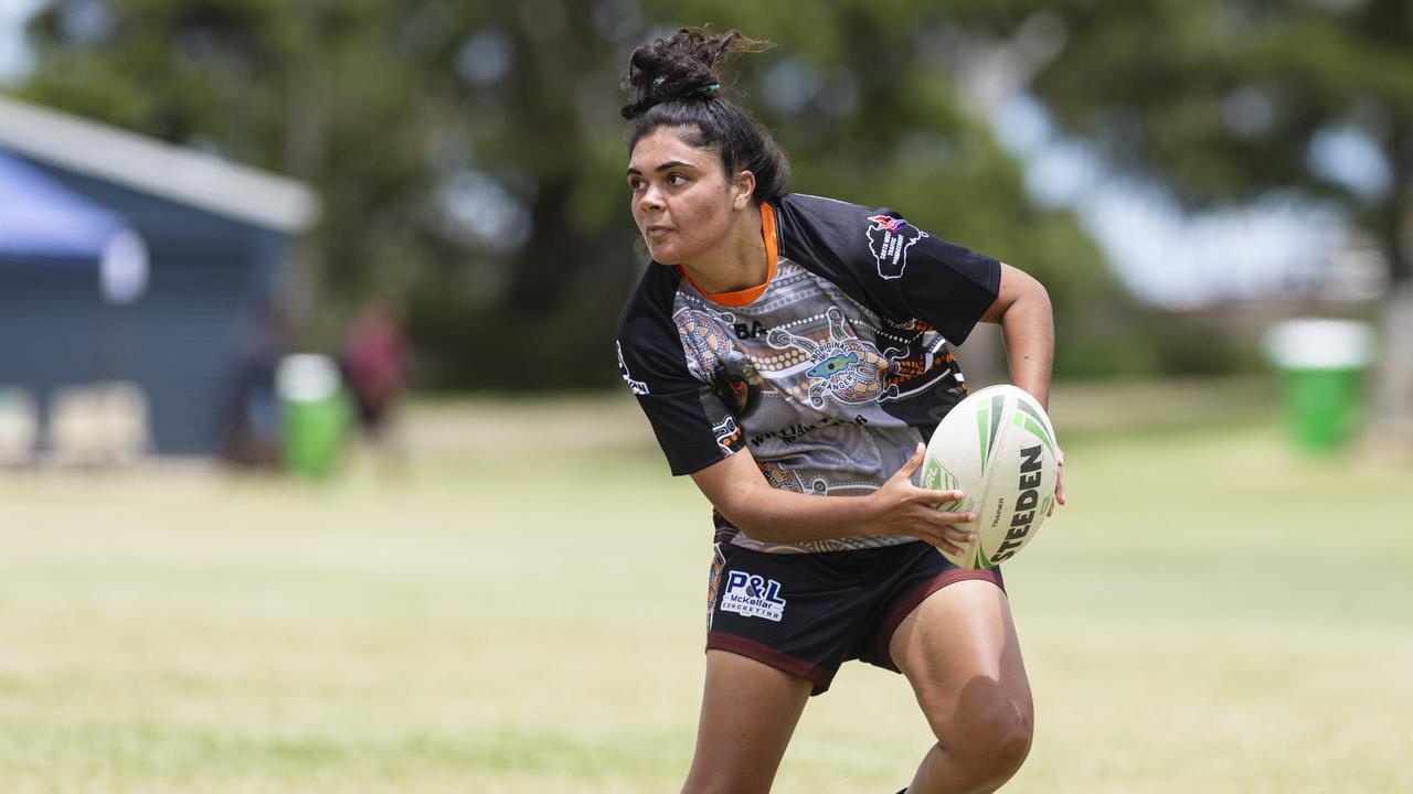 Akira Kelly of William Taylor Memorial against Toowoomba Warriors in the Warriors Reconciliation Carnival women's games hosted by Toowoomba Warriors at Jack Martin Centre, Saturday, January 18, 2025. Picture: Kevin Farmer