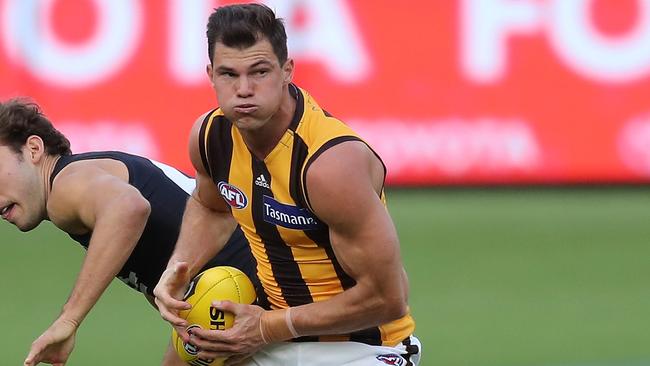 Injuries have cruelled Jaeger O'Meara’s career, but he is still a fine player in the Hawks’ midfield. Picture: AFL Photos/Getty Images