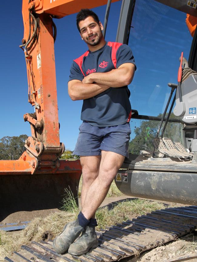 Norwood footballer Paul Puopolo at work in Mt Barker before he was drafted by the Hawks in 2010.