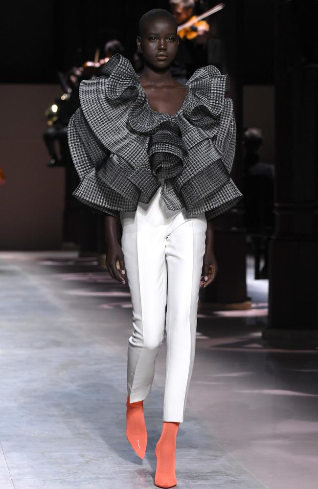 For the frill of it! Australian-Sudanese supermodel Adut Akech, wearing Givenchy. Picture: Getty Images