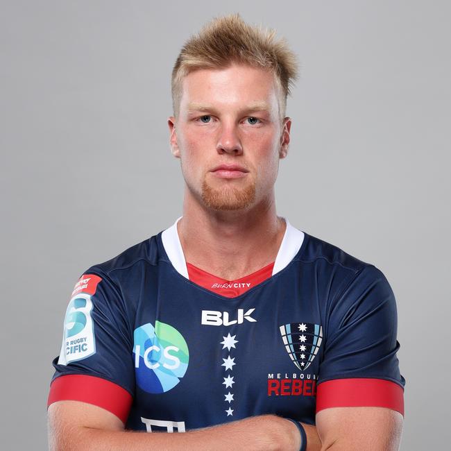 Mason Gordon poses during the Melbourne Rebels Super Rugby 2022 headshots session at AAMI Park on February 07, 2022 in Melbourne, Australia. (Photo by Martin Keep/Getty Images for ARU)