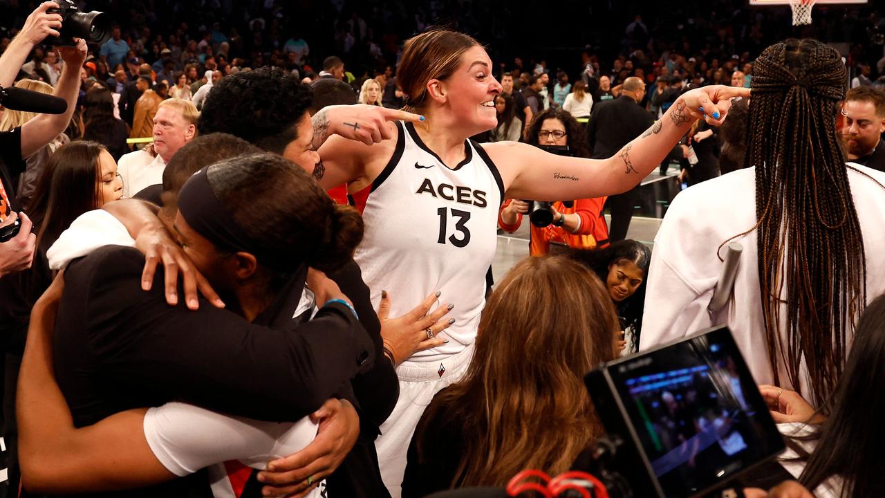 George celebrates winning the WNBA championship with Las Vegas Aces. Sarah Stier/Getty Images/AFP