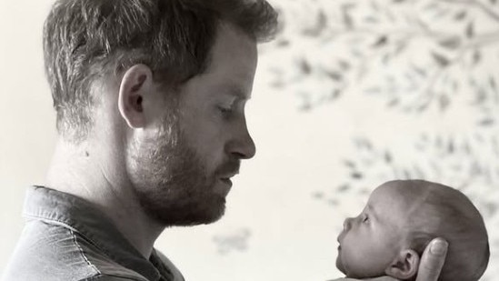 Prince Harry holds his newborn daughter Lilibet. Picture: Instagram