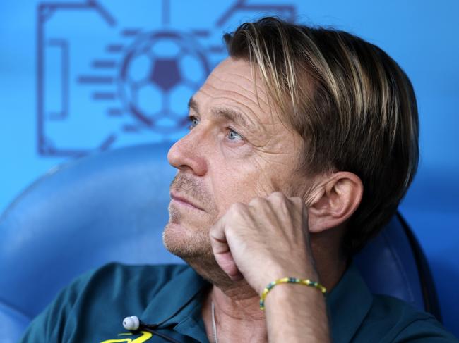 MARSEILLE, FRANCE - JULY 31: Tony Gustavsson, Head coach of Australia looks on prior to the Women's group B match between Australia and United States during the Olympic Games Paris 2024 at Stade de Marseille on July 31, 2024 in Marseille, France. (Photo by Alex Livesey/Getty Images)