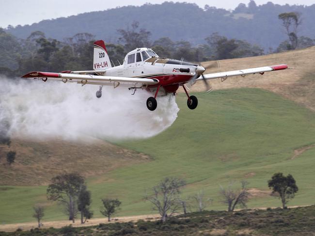 Aviation firefighting fleet demonstration at Colebrook, Air Tractor. Picture: Chris Kidd