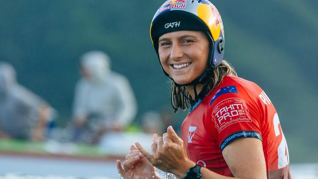 TEAHUPO'O, TAHITI, FRENCH POLYNESIA - MAY 29: Molly Picklum of Australia prior to surfing in Quarterfinal 3 of the SHISEIDO Tahiti Pro on May 29, 2024, at Teahupo'o, Tahiti, French Polynesia. (Photo by Matt Dunbar/World Surf League)