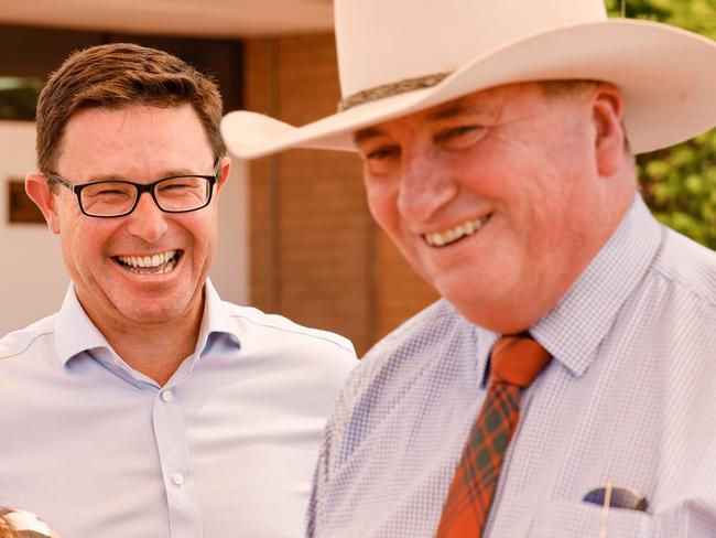 David Littleproud with Barnaby Joyce in Tennant Creek during the election campaign. Picture: Brad Hunter, Office of the Deputy PM