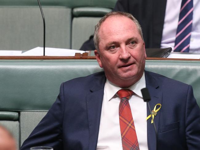 Barnaby Joyce sitting on the backbench in Question Time. Picture: Kym Smith