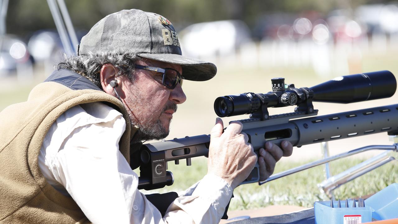 Dennis Formiatti in action at Belmont Shooting Complex. The suburb is renowned for the shooting range, but its palatial homes are the real drawcard. Picture: Regi Varghese