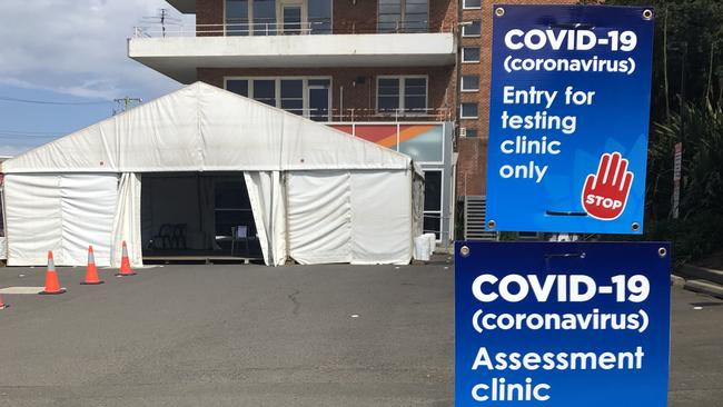 Wollongong Hospital's COVID-19 testing clinic on Loftus Street. Picture: Madeline Crittenden.