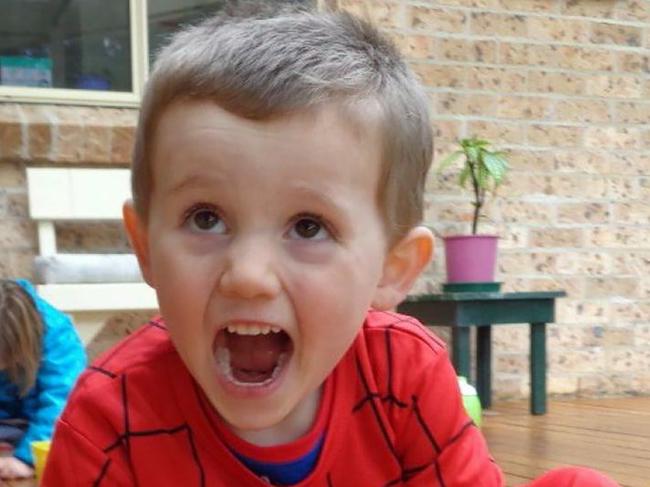 New photo of Missing  boy William Tyrrell wearing  the actual Spiderman suit in which he disappeared in. Exhibit image released by the William tyrrell Inquest. Supplied