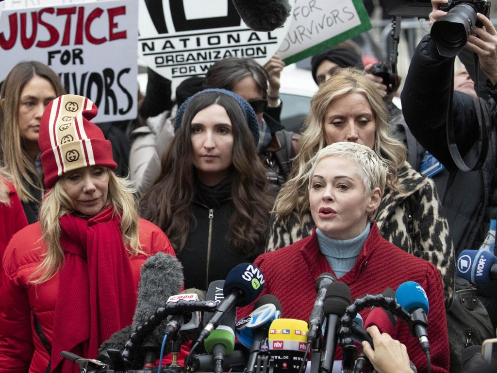 Actor Rose McGowan has been a leading voice in the #MeToo movement that saw Weinstein convicted on Monday. Picture: Mark Lennihan/AP