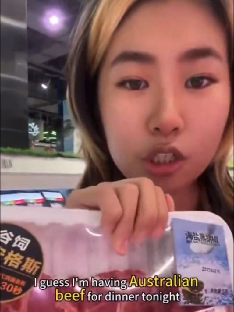 The video shows an abundance of Aussie beef for sale.