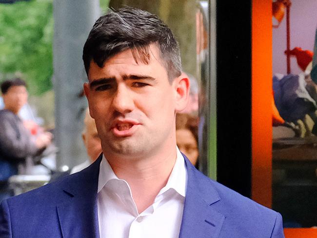 MELBOURNE AUSTRALIA - NewsWire Photos NOVEMBER 8, 2024: Jacob Hersant, the first person in Victoria convicted of performing a banned Nazi salute, arrives at the Magistrates Court.Picture: NewsWire / Luis Enrique Ascui