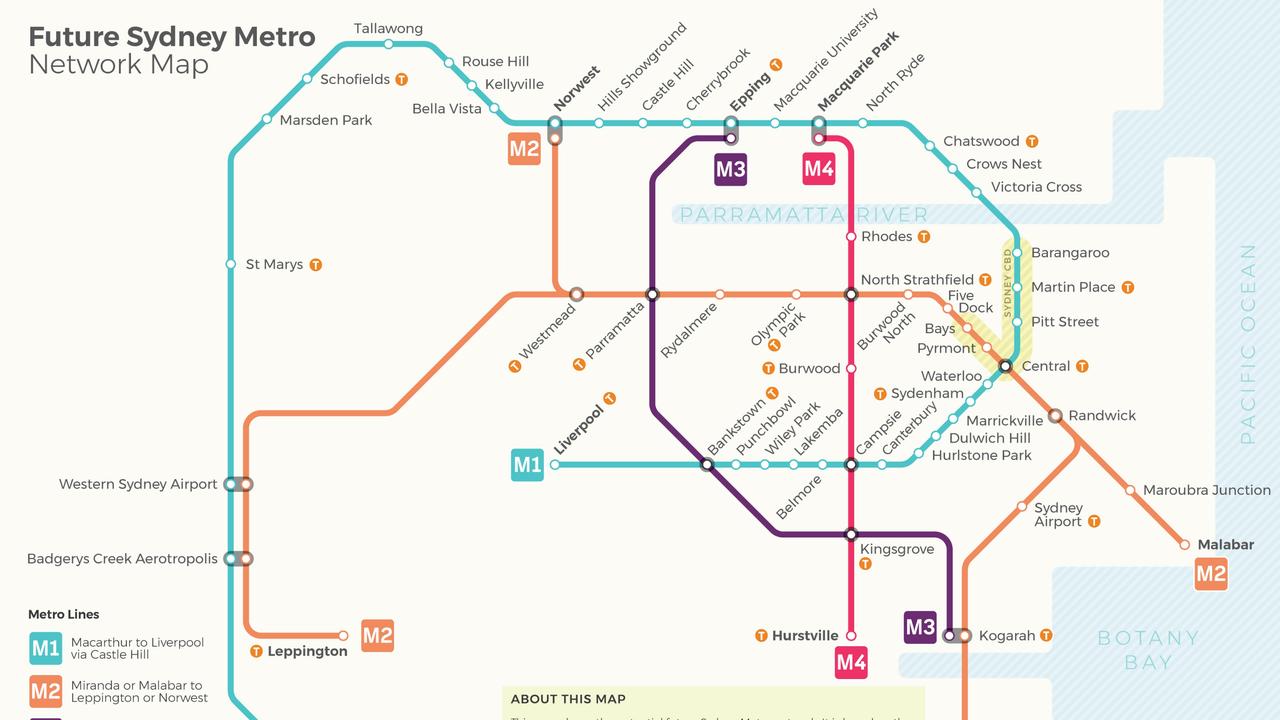 Sydney Trains New Metro network map reveals 40 new stations The