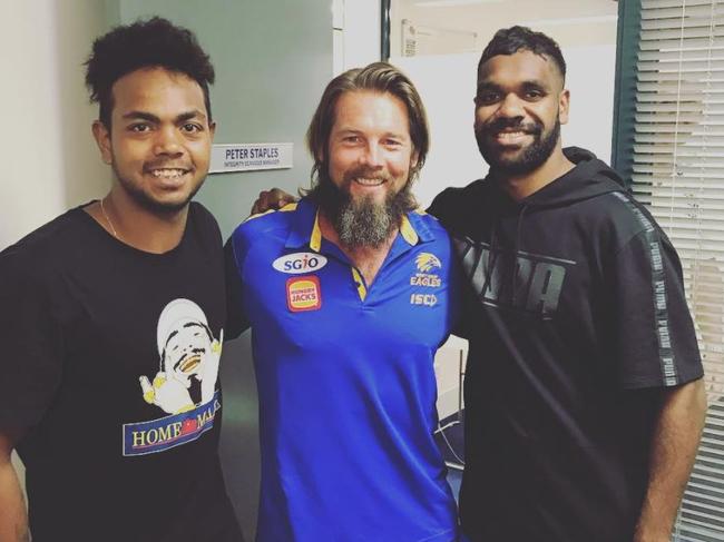 Ben Cousins with Willie Rioli and Liam Ryan.