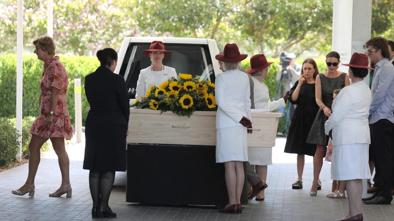 Melissa's mother (right) joins her sister (far left) at the funeral. Picture: NCA NewsWire/Philip Gostelow