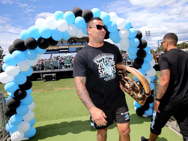 Andrew Fifita with the Premership Trophy. Pic Stephen Cooper